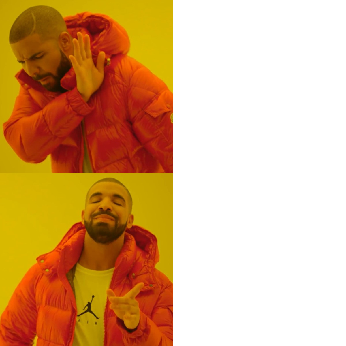 Drake Hotline Bling meme about Dryrobe