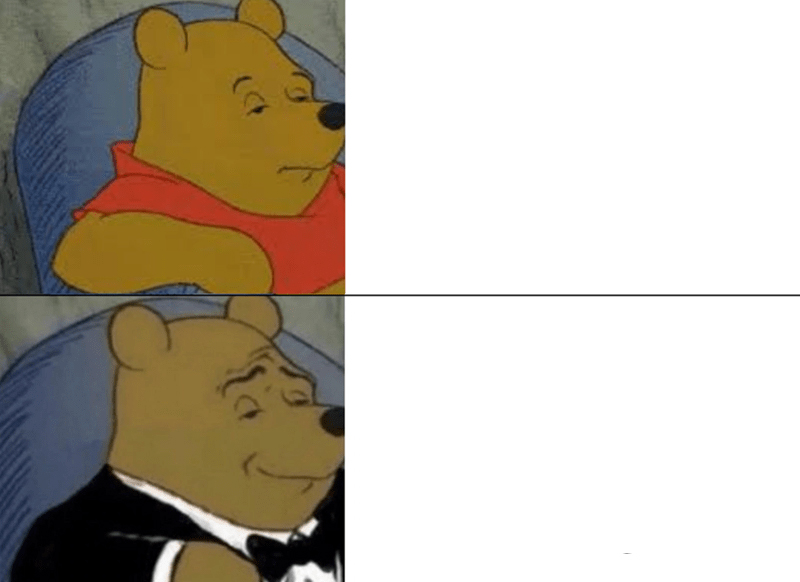 Tuxedo Winnie The Pooh meme about Dryrobe