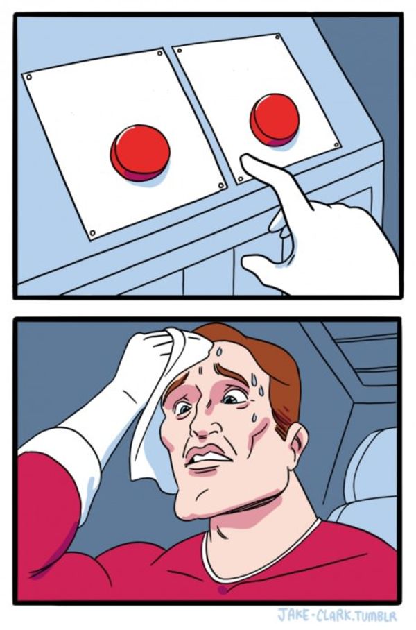 Two Buttons meme about Dryrobe