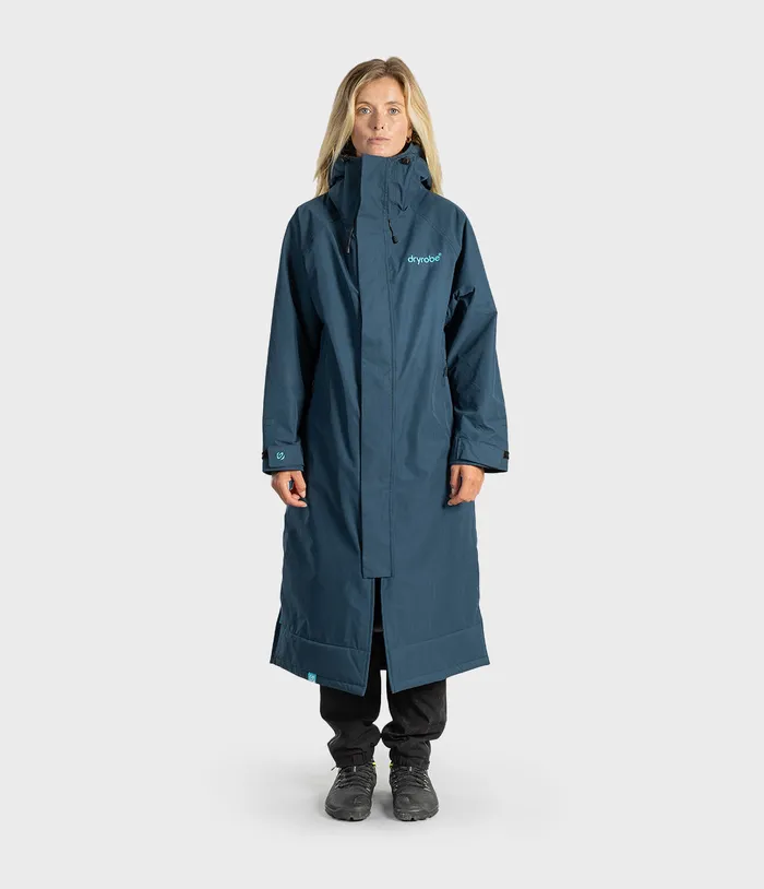Deep Sea Blue Waterproof Parka, full length, studio